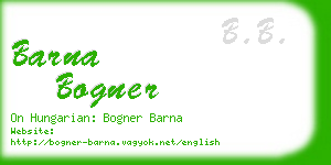 barna bogner business card